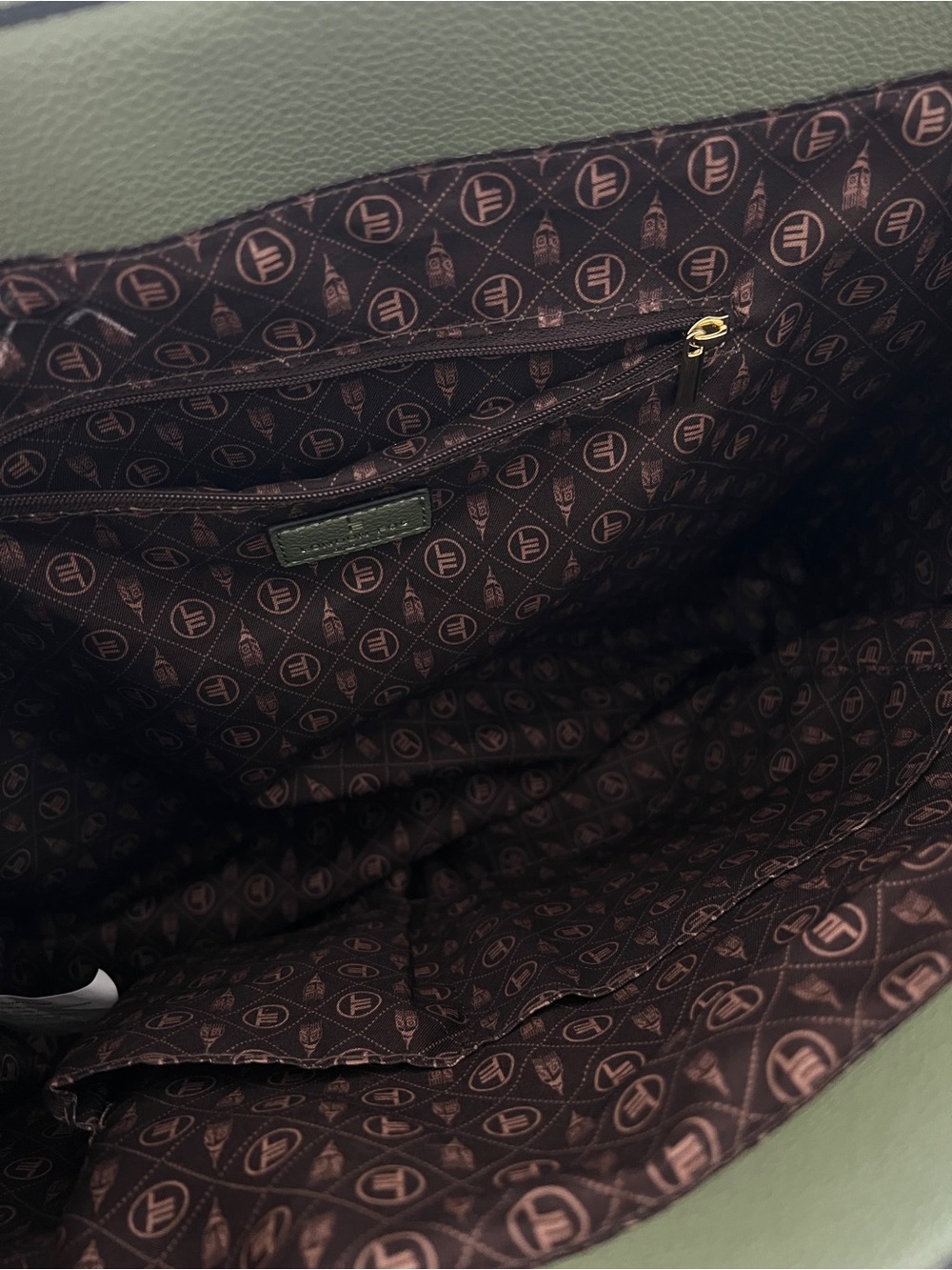 London Fog Olive Green Work Tote Bag | Dark Academia Office Bag - Picture 7 of 7